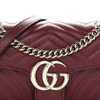 Calfskin Matelasse Small GG Marmont Shoulder Bag Ancora Red
