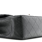 Caviar Quilted Medium Double Flap Black