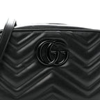 Calfskin Matelasse Monochrome Small GG Marmont Chain Shoulder Bag Black