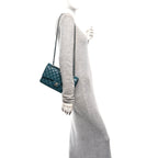 Caviar Quilted Medium Double Flap Dark Turquoise
