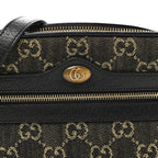 Jacquard Black Denim GG Monogram Textured Dollar Calfskin Mini Ophidia Shoulder Bag Black Ivory