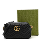 Calfskin Matelasse Small GG Marmont Chain Shoulder Bag Black