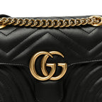 Calfskin Matelasse Mini GG Marmont Shoulder Bag Black