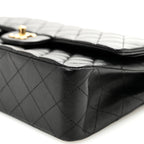 Lambskin Quilted Medium Double Flap Black