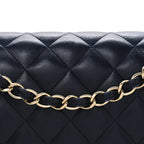 Lambskin Quilted Jumbo Double Flap Navy