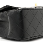Lambskin Quilted Mini Rectangular Flap Black