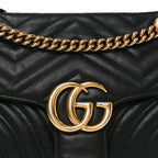 Calfskin Matelasse Small GG Marmont Shoulder Bag Black