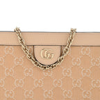 Denim Calfskin GG Monogram Small Ophidia Chain Shoulder Bag Light Beige
