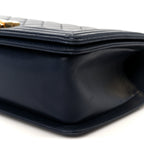 Lambskin Quilted Medium Boy Flap Dark Navy