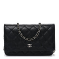 Caviar Quilted Wallet on Chain WOC Black