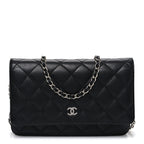 Caviar Quilted Wallet on Chain WOC Black