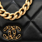 Lambskin Quilted Chanel 19 Wallet On Chain WOC Black