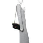 Calfskin Matelasse Small GG Marmont Shoulder Bag Black