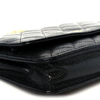 Caviar Quilted Wallet on Chain WOC Black