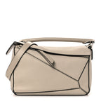 Grained Calfskin Small Puzzle Bag Sand