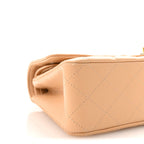 Caviar Quilted Medium Double Flap Beige