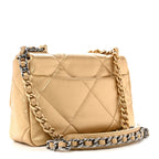 Metallic Goatskin Quilted Medium Chanel 19 Flap Gold