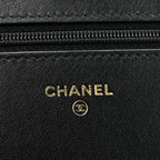 Lambskin Quilted Chanel 19 Wallet On Chain WOC Black