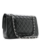 Caviar Quilted Medium Double Flap Black