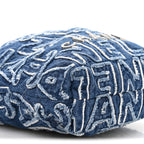 Washed Denim Logo Embroidered Mini Chanel 22 Blue