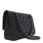 Iridescent Caviar Quilted Medium Double Flap Black