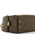 Canvas Quilted Small Chanel 25 Handbag Khaki