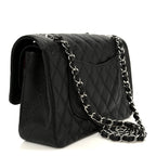 Caviar Quilted Medium Double Flap Black