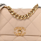 Lambskin Quilted Medium Chanel 19 Flap Beige