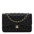 Caviar Quilted Jumbo Double Flap Black