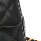 Lambskin Quilted Mini Rectangular Flap Black White