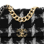 Tweed Quilted Large Chanel 19 Flap Black White