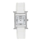 Stainless Steel Alligator Diamond Bezel Lacquer 21mm Heure H Hour Double Jeu Quartz Watch Blanc