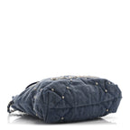 Washed Denim Quilted Studded Mini Chanel 22 Blue