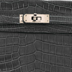 Shiny Niloticus Crocodile Kelly Elan Pochette Bleu Tempete