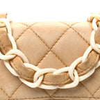 Lambskin Quilted Bekko Resin Mini Square Flap Beige