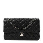 Lambskin Quilted Medium Double Flap Black