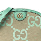 Monogram Jumbo GG Textured Dollar Calfskin Small Ophidia Dome Shoulder Bag Beige Pepperlight Mint