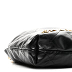 Shiny Calfskin Quilted Pearl CC Chain Mini Chanel 22 Black
