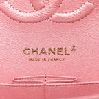 Iridescent Caviar Quilted Medium Double Flap Rose Pink