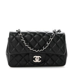 Lambskin Quilted Mini Rectangular Flap Black