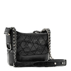 Aged Calfskin Quilted Small Gabrielle Hobo Black