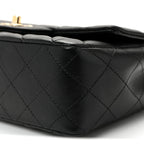 Lambskin Quilted Mini Rectangular Flap Black