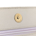 Caviar Quilted Perforated Metal CC Wallet On Chain WOC White