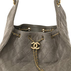 Suede Quilted Medium Chanel 25 Handbag Dark Grey