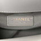 Iridescent Lambskin Quilted Small Chain Around Boy Flap Grey
