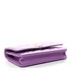 Lambskin Quilted Pick Me Up Wallet On Chain WOC Purple