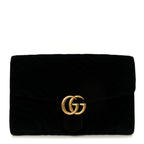 Velvet Matelasse GG Marmont Clutch Black