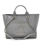 Caviar Studded Medium Deauville Tote Grey