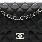 Caviar Quilted Jumbo Double Flap Black