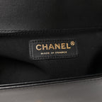 Lambskin Chevron Quilted Medium Boy Flap Black